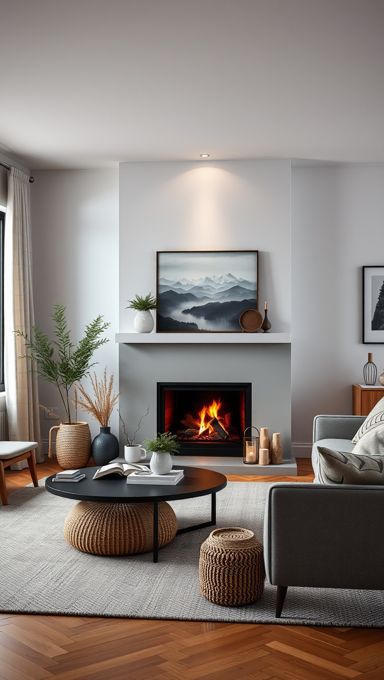 25 Cozy and Chic Ideas for Your Nordic Living Room - 7. Create a Focal Point with a Fireplace