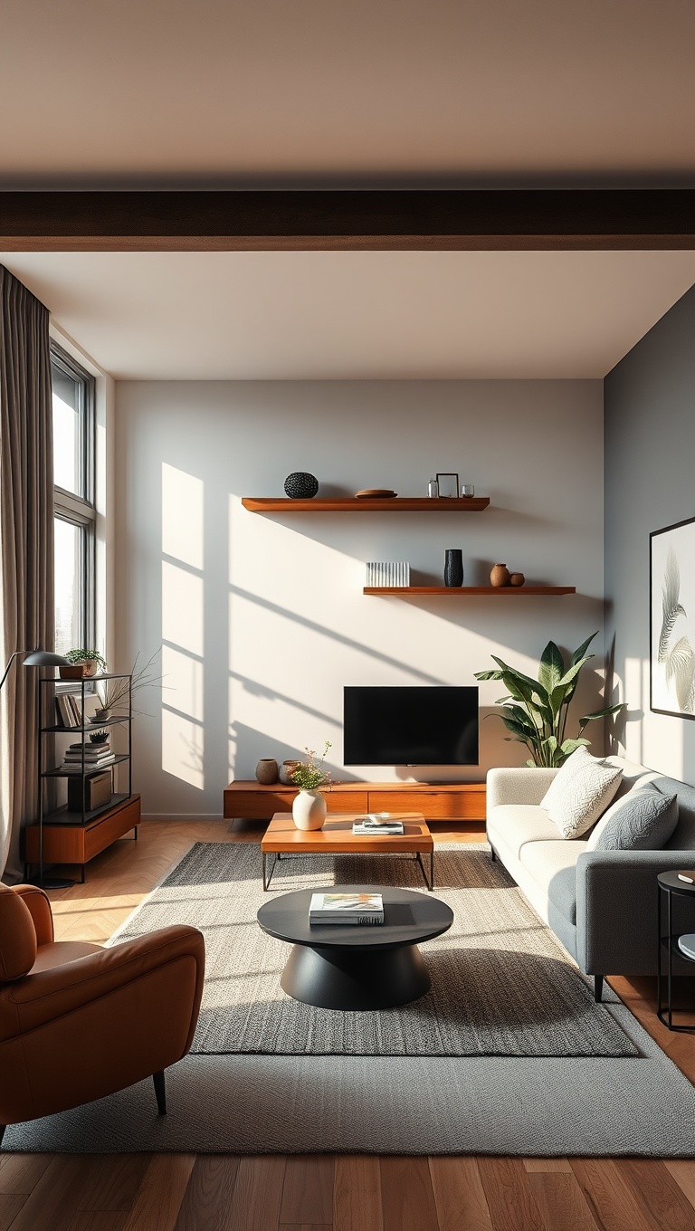 25 Creative Ideas for Your Oddly Shaped Living Room - 7. Choose Floating Furniture Pieces
