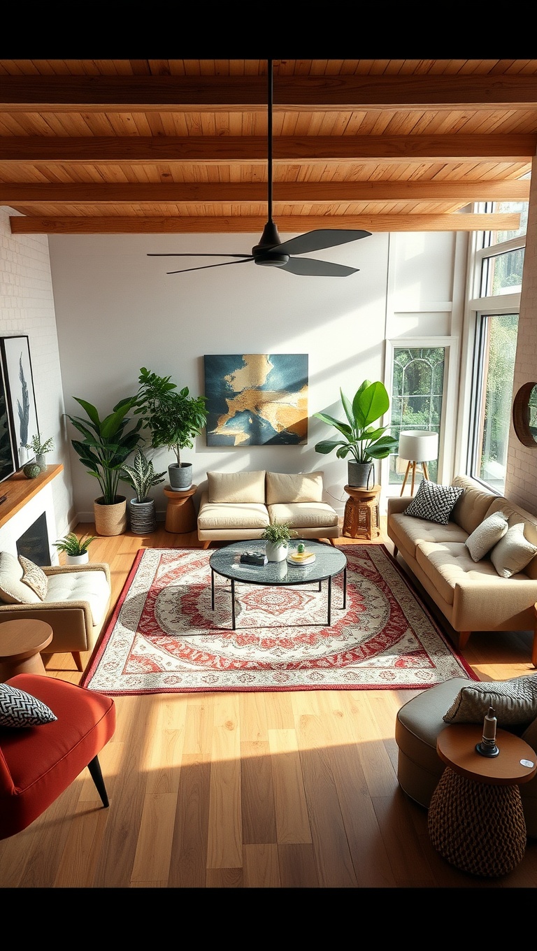 25 Creative Ideas for Your Oddly Shaped Living Room - 6. Use Area Rugs to Define Spaces