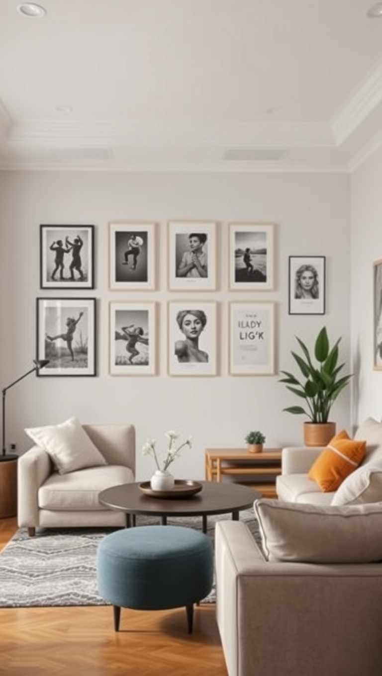 25 Creative Ideas for Your Oddly Shaped Living Room - 9. Create a Gallery Wall