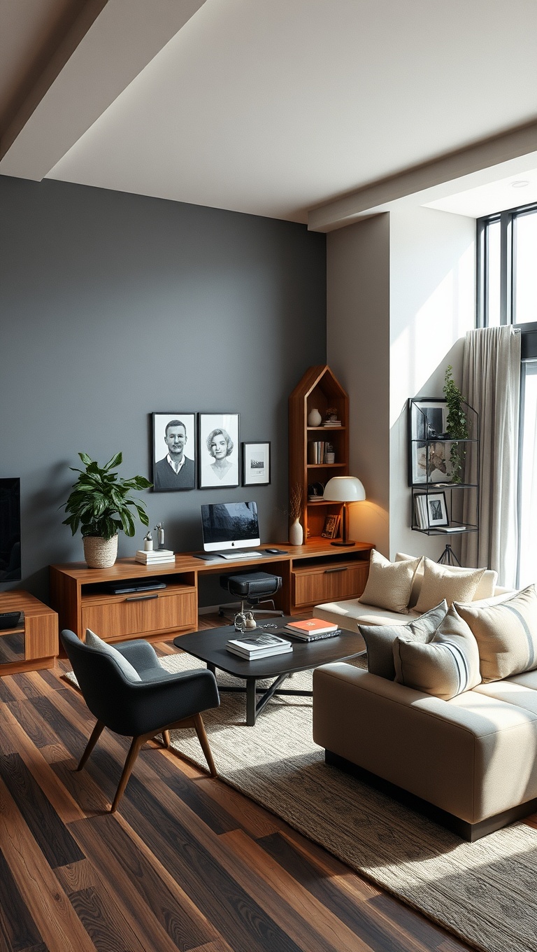 25 Creative Ideas for Your Oddly Shaped Living Room - 11. Use Corner Spaces for Mini-Offices