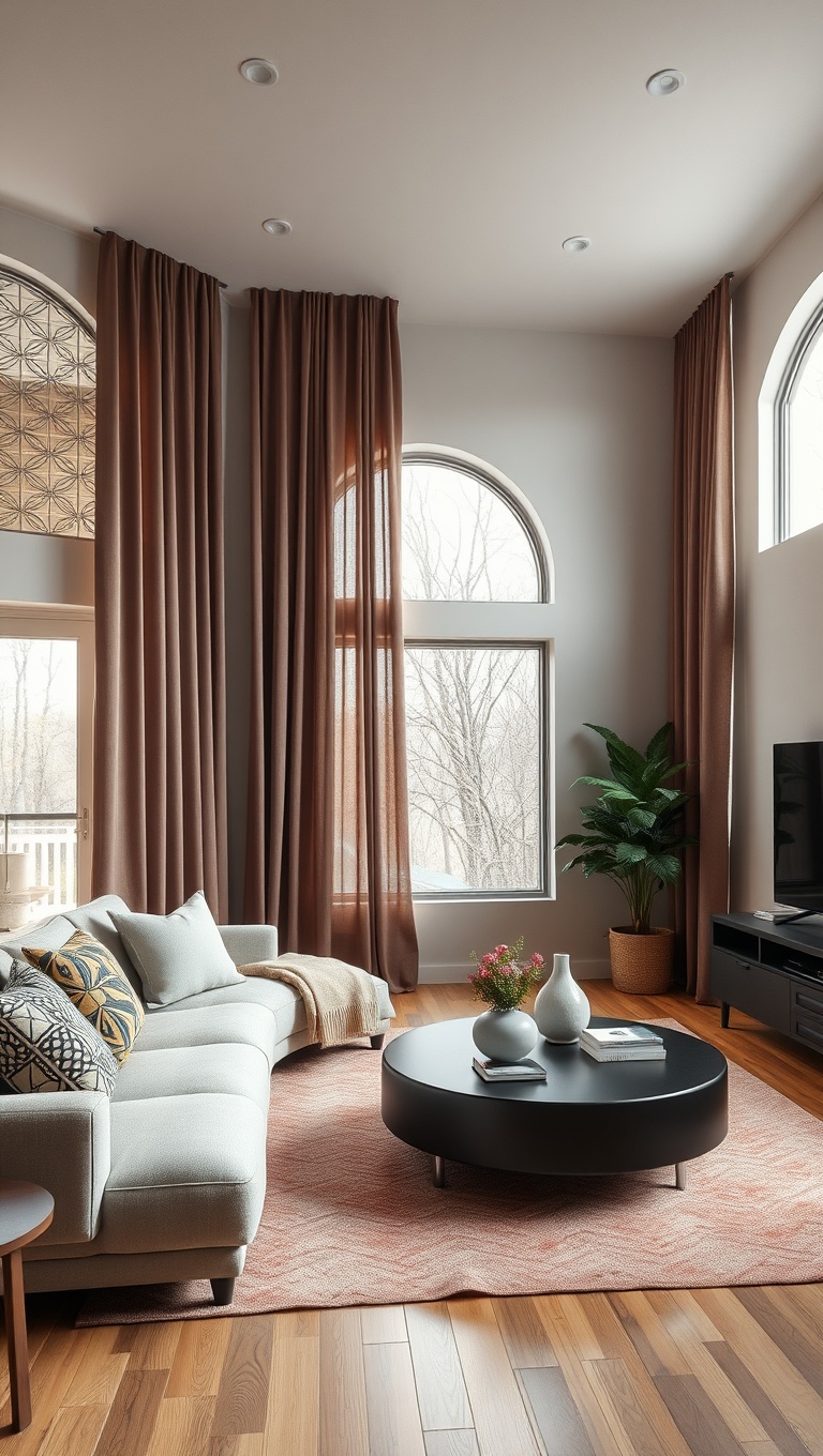 25 Creative Ideas for Your Oddly Shaped Living Room - 22. Use Curtains to Frame Odd Windows