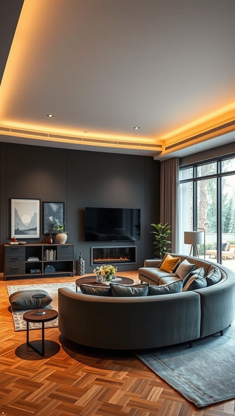 25 Creative Ideas for Your Oddly Shaped Living Room - 4. Incorporate a Curved Sofa
