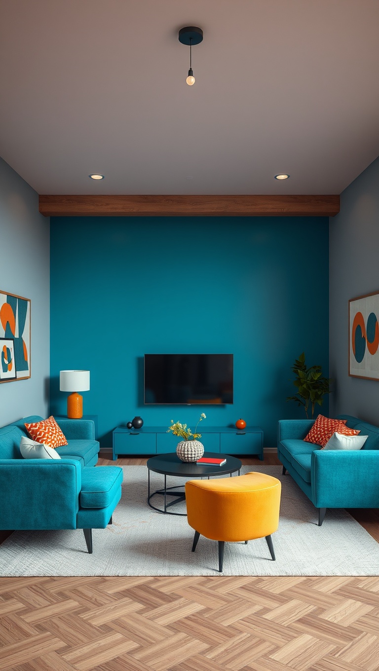 25 Creative Ideas for Your Oddly Shaped Living Room - 10. Incorporate Bold Color Accents