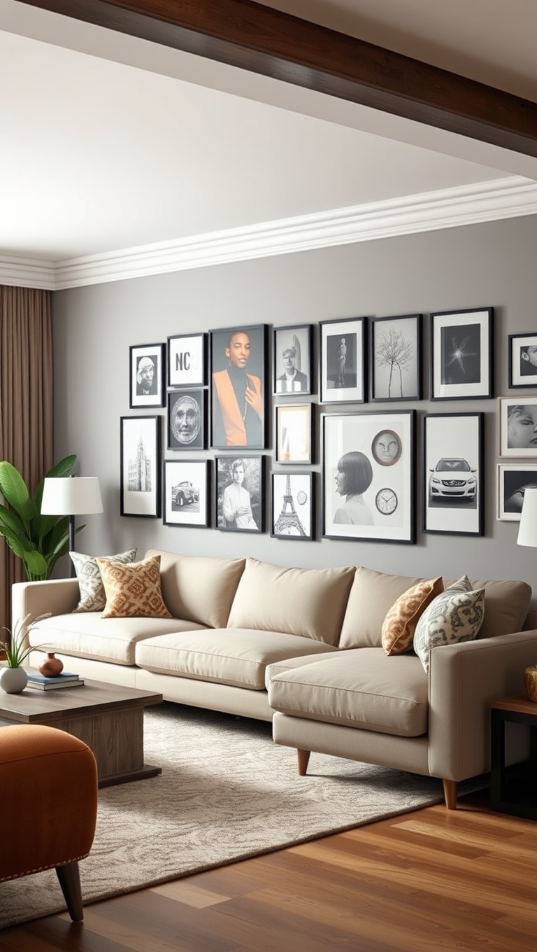 25 Chic Ideas for an Organized Living Room You'll Love - 22. Add a Gallery Wall for Personal Touch