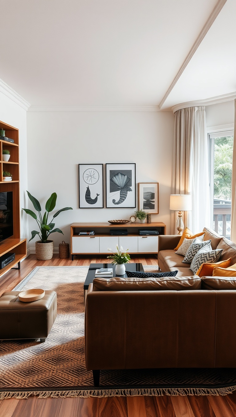 25 Chic Ideas for an Organized Living Room You'll Love - 14. Create Zones with Area Rugs