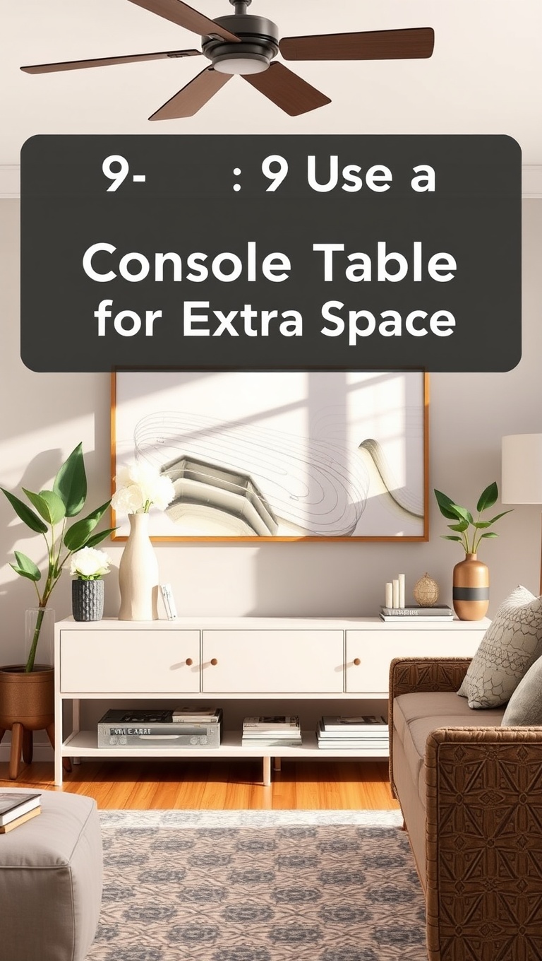 25 Chic Ideas for an Organized Living Room You'll Love - 9. Use a Console Table for Extra Space