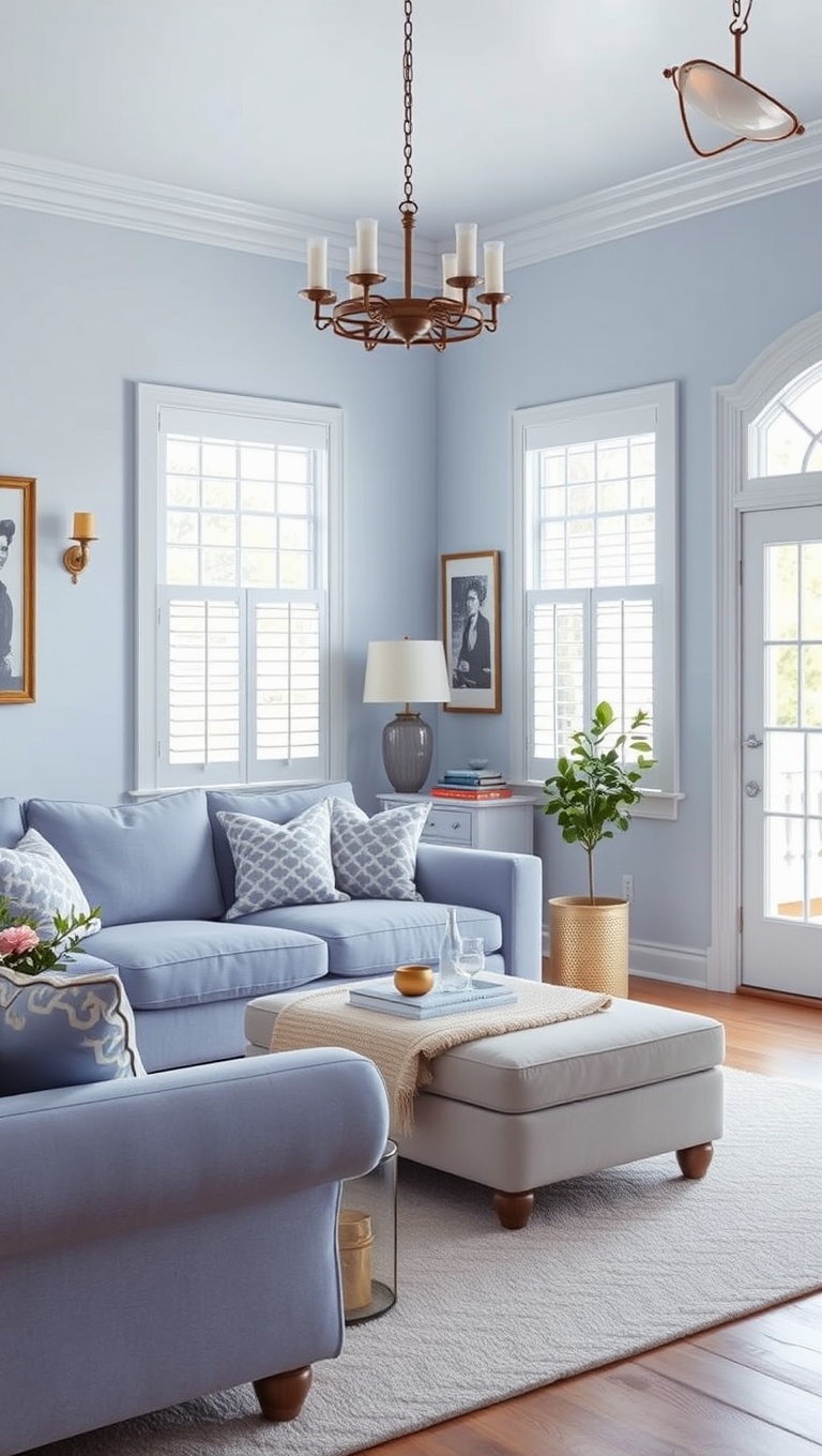 25 Periwinkle Living Room Ideas to Brighten Your Home - 20. Incorporate Vintage Periwinkle Finds