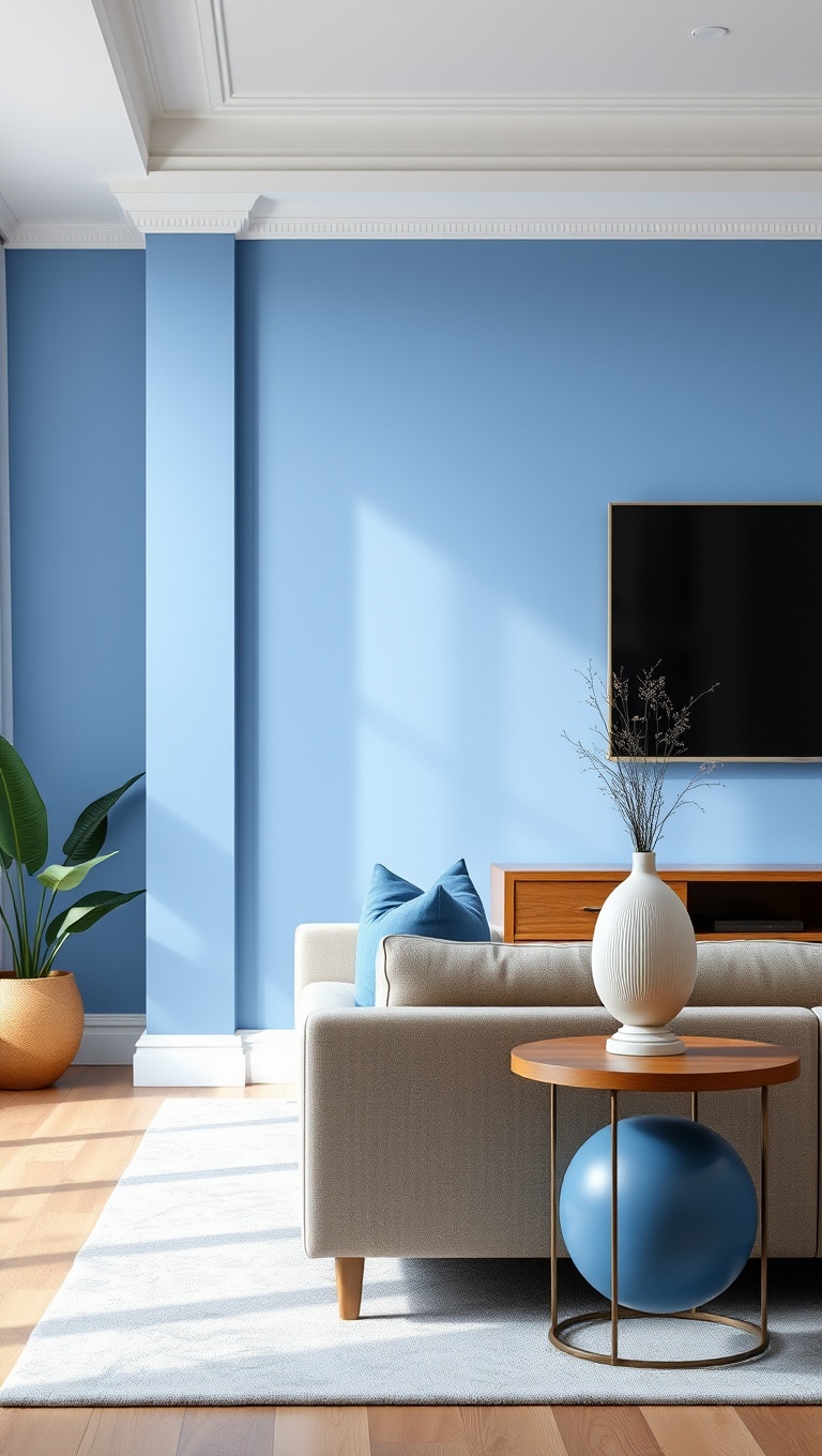 25 Periwinkle Living Room Ideas to Brighten Your Home - 1. Create a Periwinkle Accent Wall