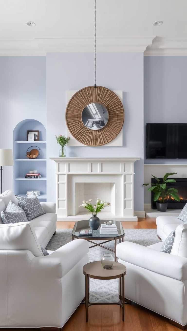 25 Periwinkle Living Room Ideas to Brighten Your Home - 2. Pair Periwinkle with Crisp White Furniture