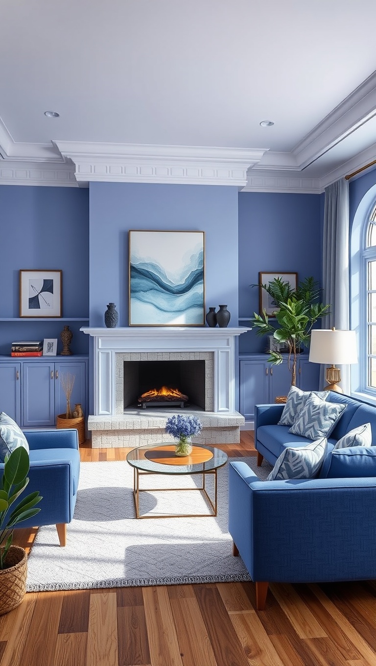 25 Periwinkle Living Room Ideas to Brighten Your Home - 4. Use Periwinkle in Your Artwork