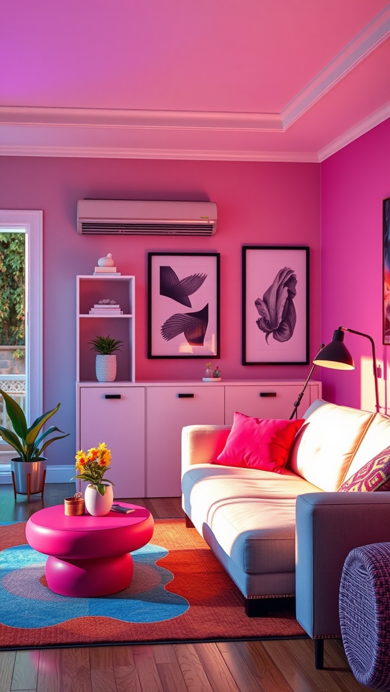 25 Vibrant Ideas for a Rainbow Living Room - 21. Fun, Colorful Area Lighting
