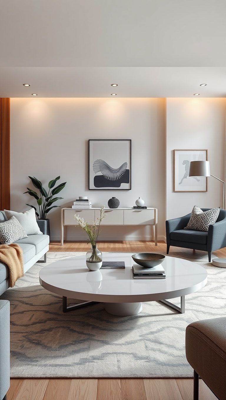25 Sleek Living Room Ideas to Transform Your Space - 14. Select Unique Coffee Tables: Stand Out