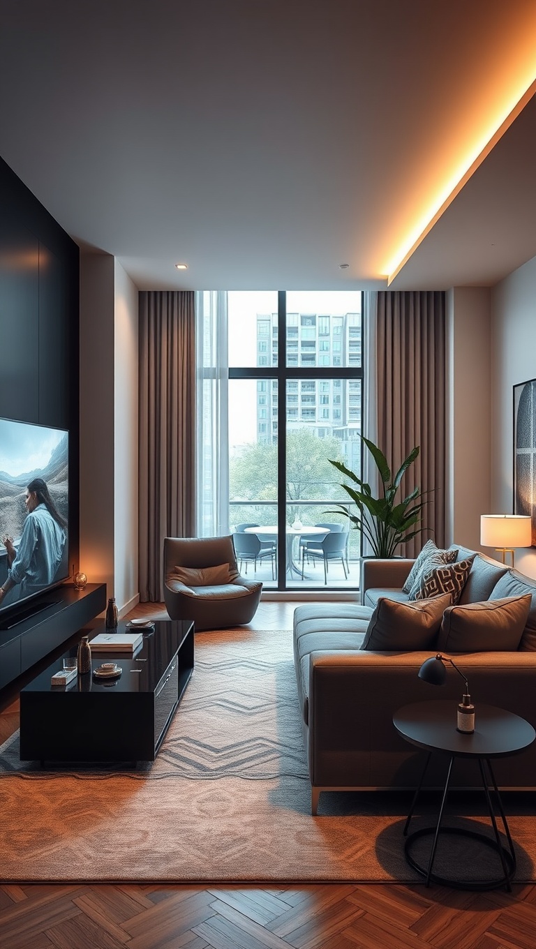 25 Sleek Living Room Ideas to Transform Your Space - 24. Incorporate Smart Tech: Future-Ready Living
