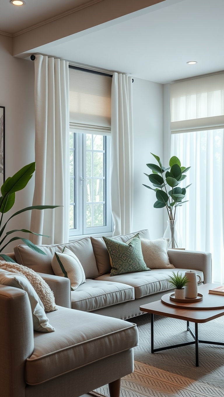 25 Bright Ideas for Transforming Your Small Living Room - 19. Keep Window Treatments Light and Airy