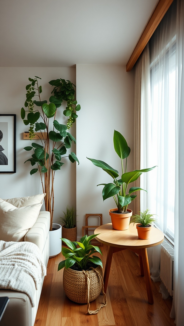 25 Bright Ideas for Transforming Your Small Living Room - 18. Use Plants for Freshness and Life