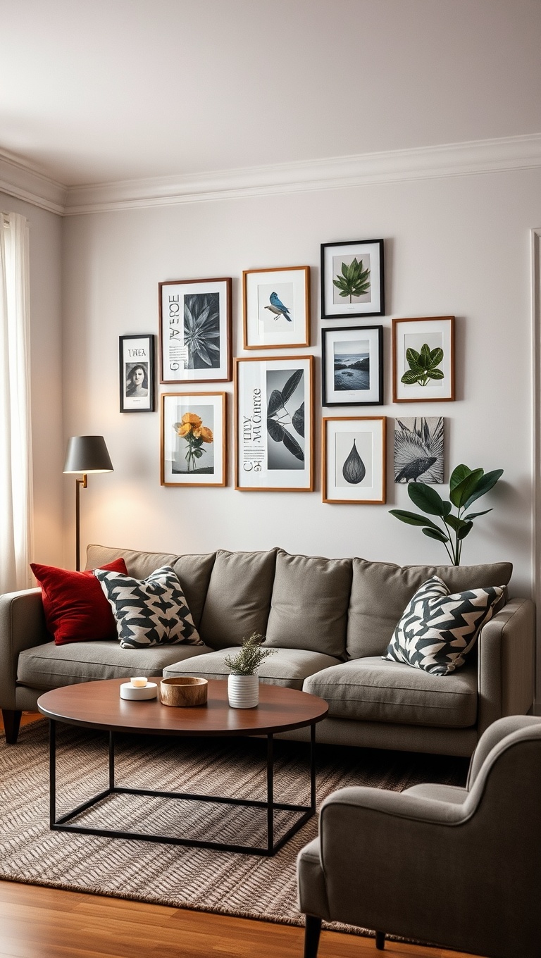 25 Bright Ideas for Transforming Your Small Living Room - 15. Curate a Small Gallery Wall