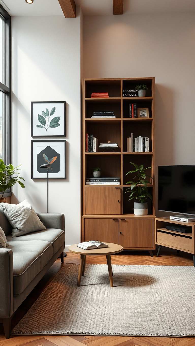 25 Bright Ideas for Transforming Your Small Living Room - 4. Go Vertical with Shelving