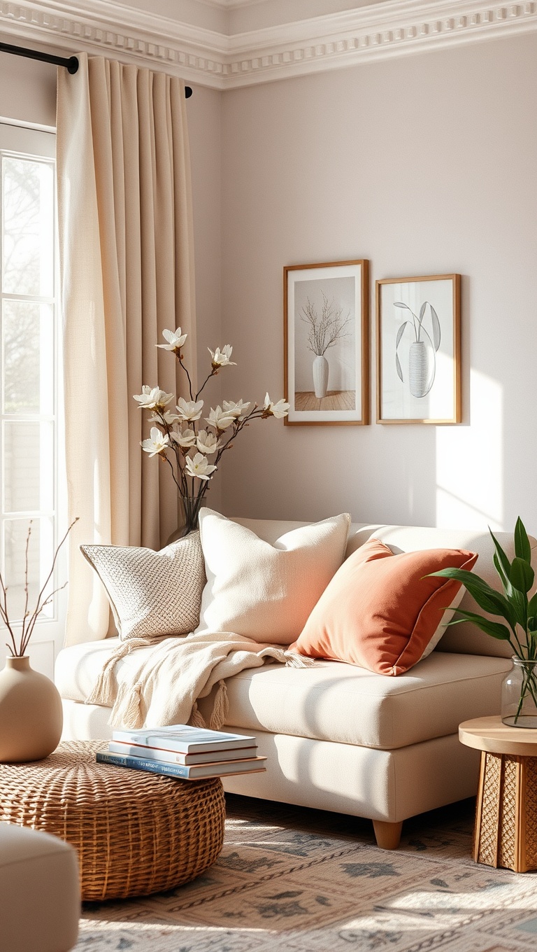 25 Cheerful Ideas to Refresh Your Living Room for Spring - 19. Create a Cozy Reading Nook with Soft Textiles
