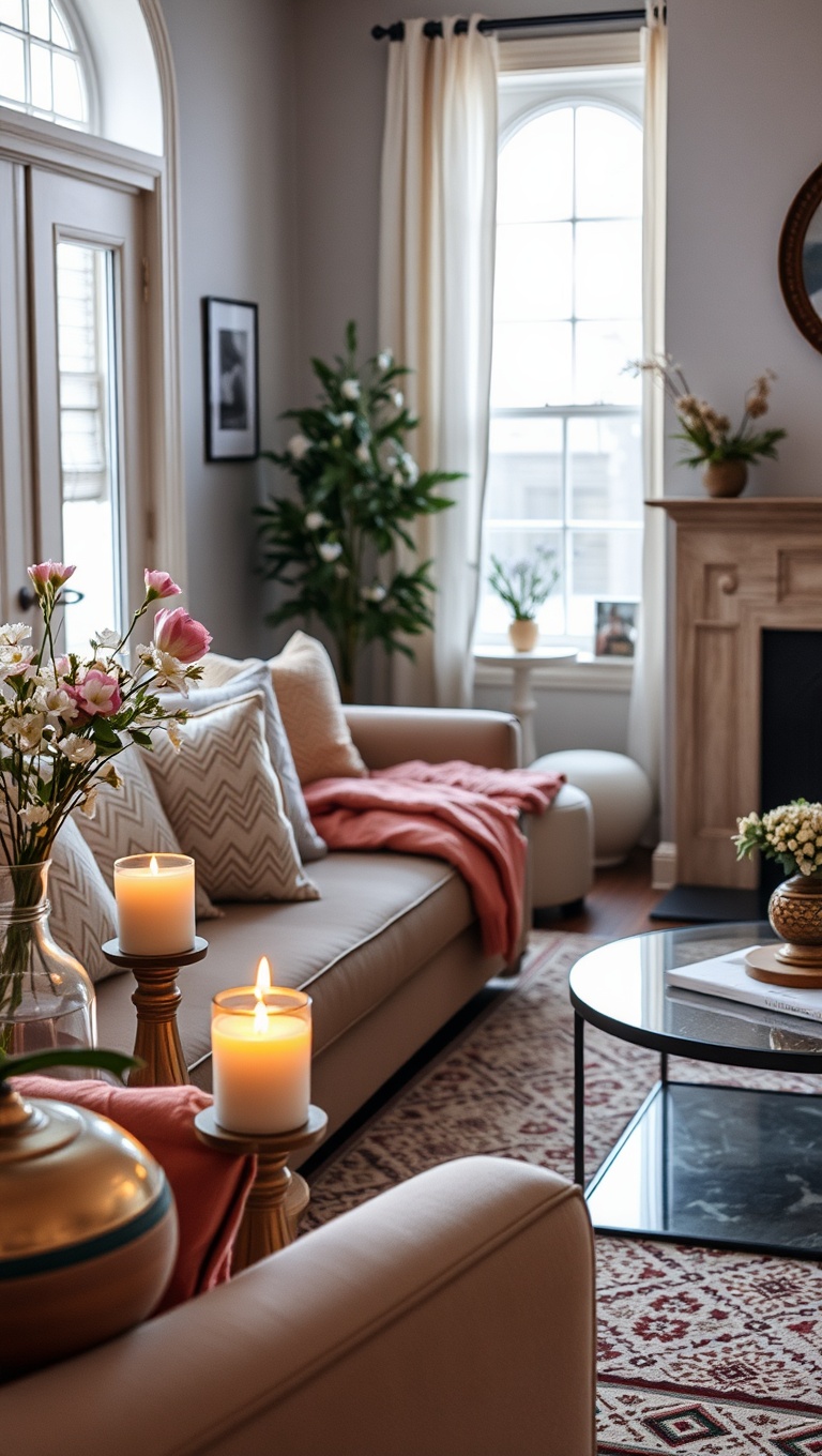 25 Cheerful Ideas to Refresh Your Living Room for Spring - 17. Use Seasonal Scented Candles for Ambiance