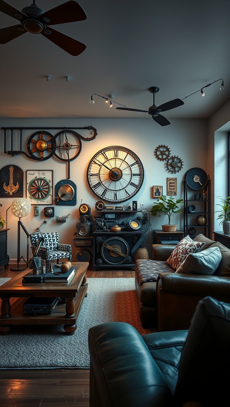25 Whimsical Ideas to Steampunk Your Living Room - 19. Repurposed Machinery as Decor