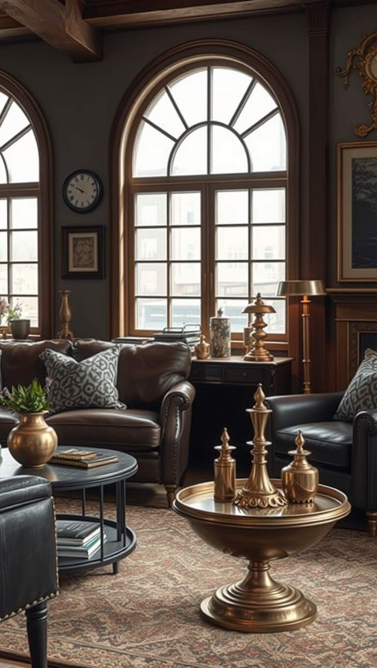 25 Whimsical Ideas to Steampunk Your Living Room - 17. Brass Accessories and Accents