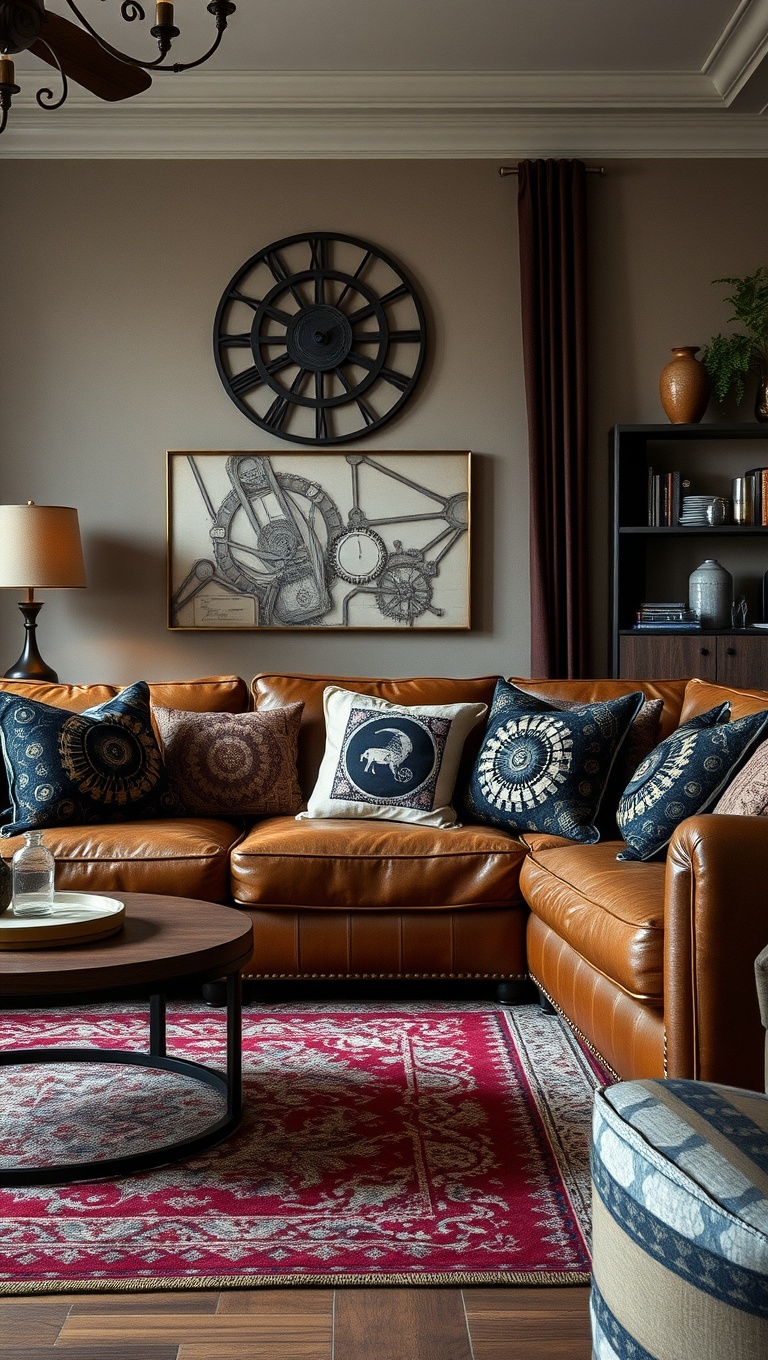 25 Whimsical Ideas to Steampunk Your Living Room - 23. Unique Steampunk Throw Pillows
