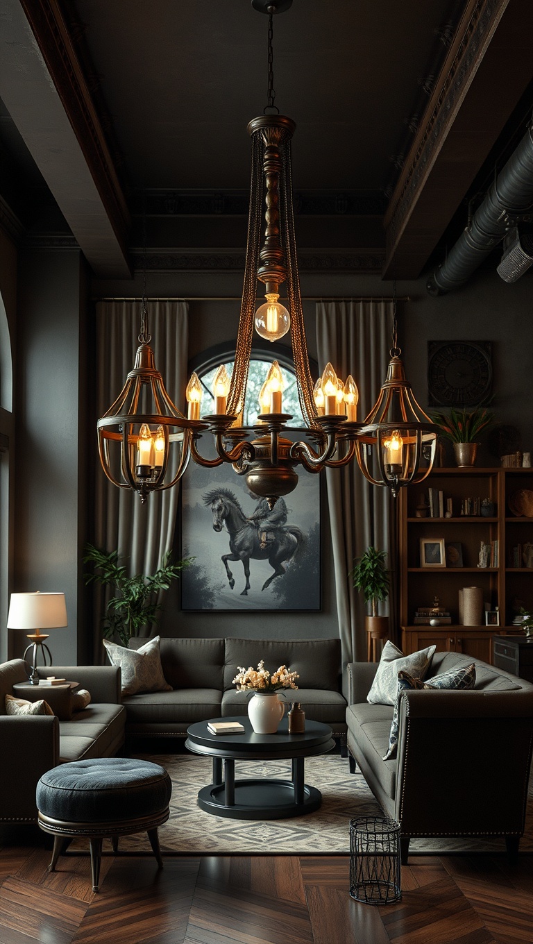 25 Whimsical Ideas to Steampunk Your Living Room - 13. Statement Pieces: Steampunk Chandeliers