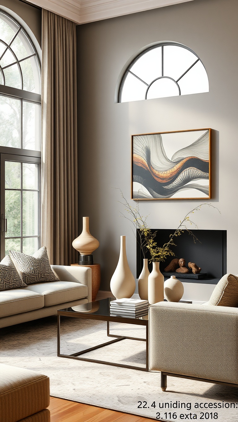 25 Stunning Ideas to Transform Your Transitional Living Room - 24. Unique Accessories: Sculptures and Vases