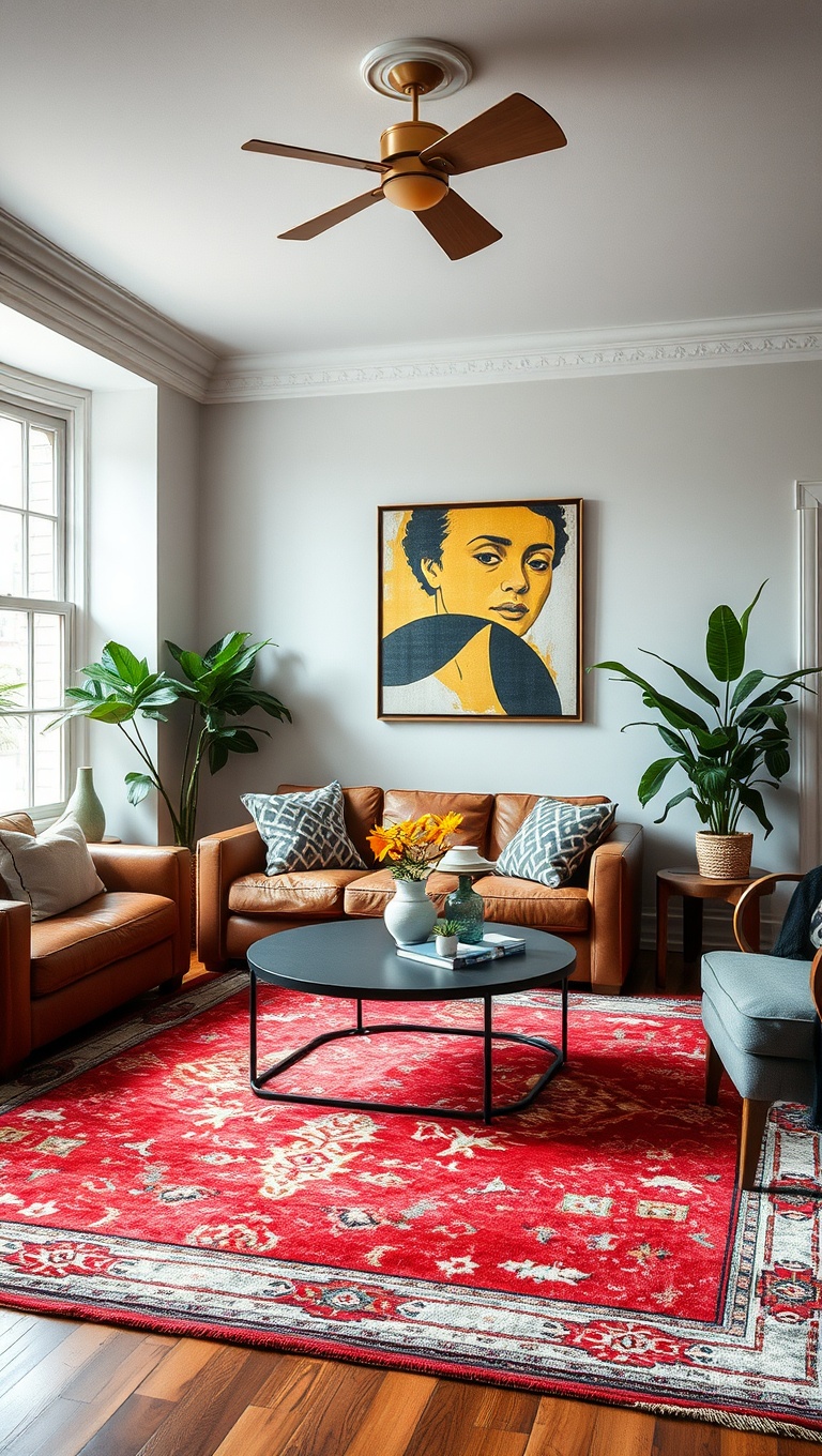 25 Fun and Creative Ideas to Transform Your Ugly Living Room - 9. Bold Rugs: Ground Your Space in Style