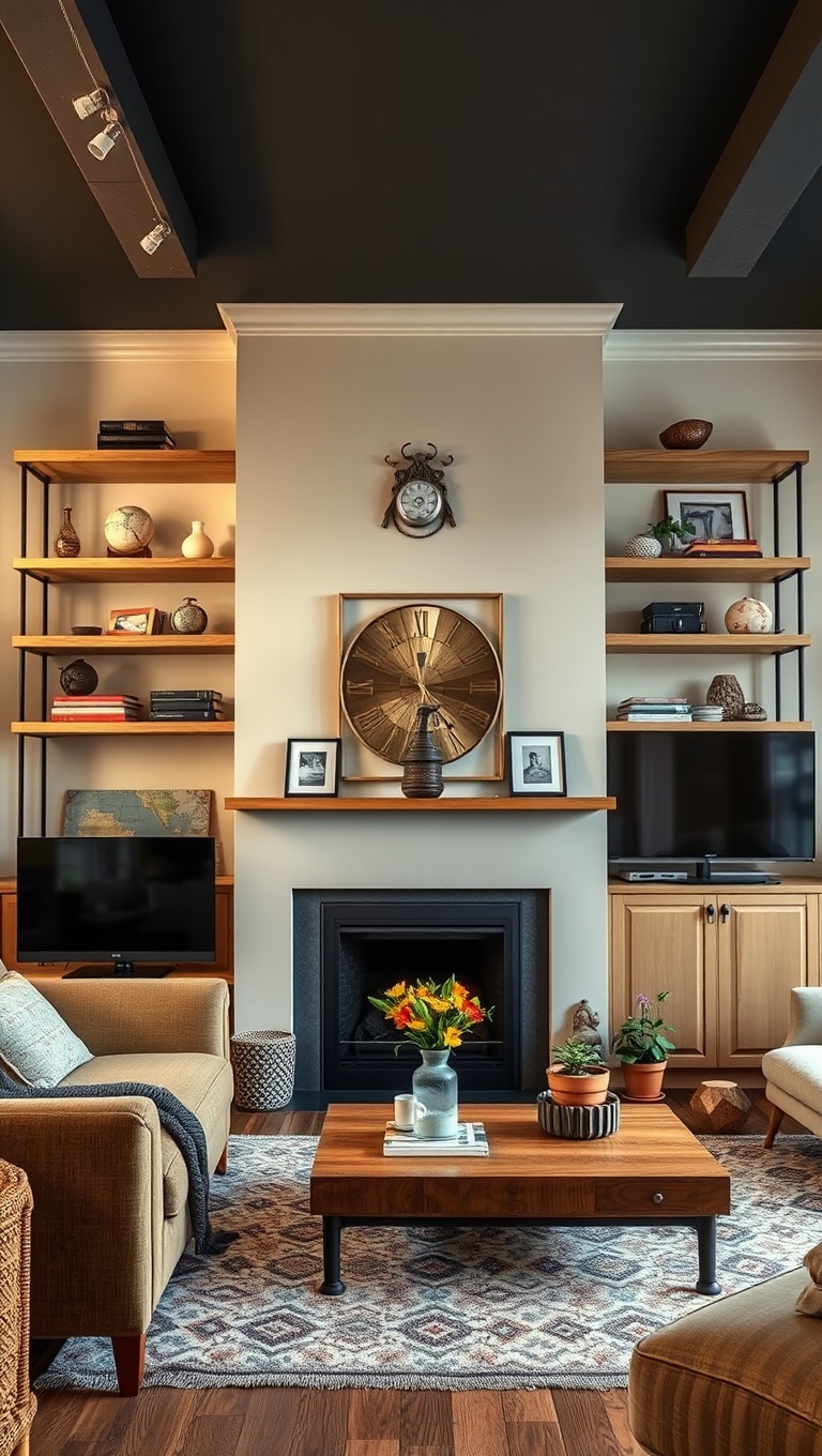 25 Fun and Creative Ideas to Transform Your Ugly Living Room - 17. Open Shelving: Display Your Favorite Items
