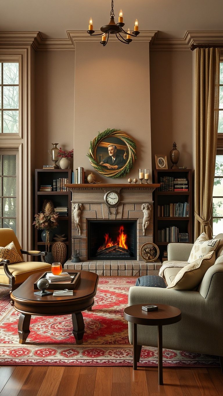 25 Charming Ideas to Create Your Vintage Living Room Oasis - 21. Cozy Fireplaces: The Heart of a Vintage Living Room
