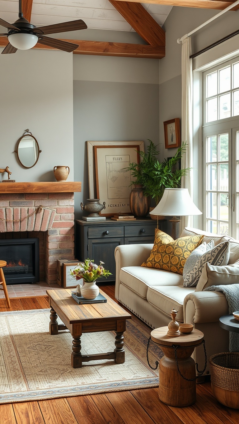 25 Charming Ideas to Create Your Vintage Living Room Oasis - 22. Farmhouse Accents: Rustic Charm in Your Space