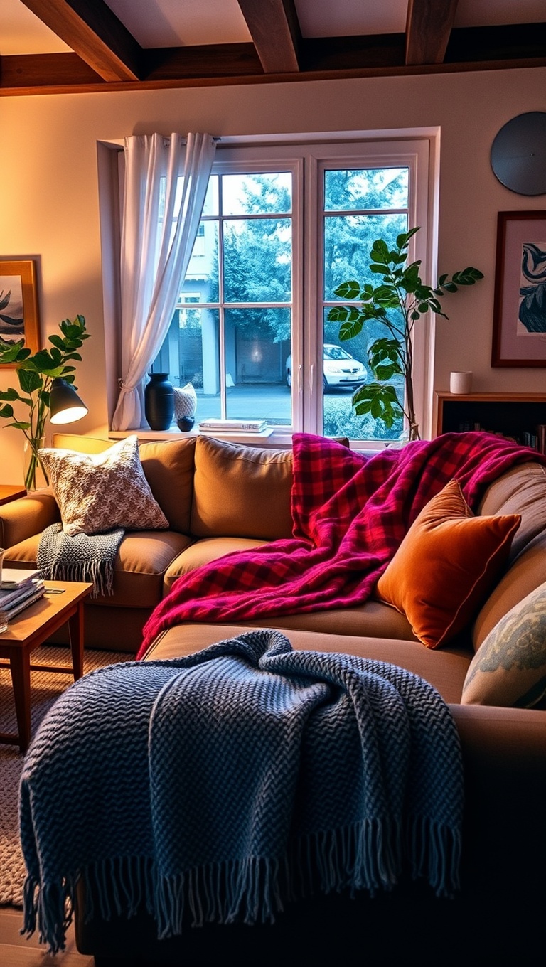 25 Cozy Ideas to Create a Warm Living Room Oasis - 5. Cozy Throws: Perfect for Snuggling Up
