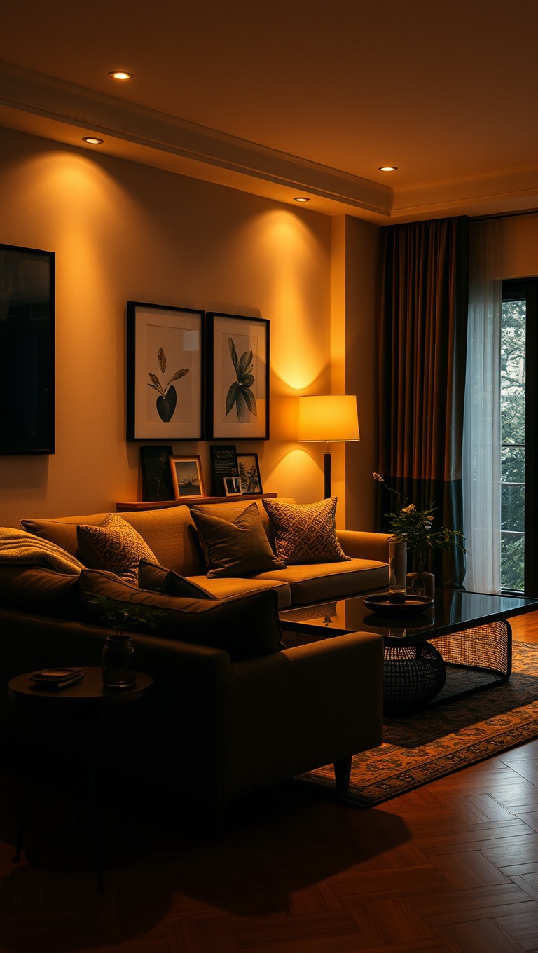 25 Cozy Ideas to Create a Warm Living Room Oasis - 3. Layered Lighting: Mixing Ambient and Task Lighting
