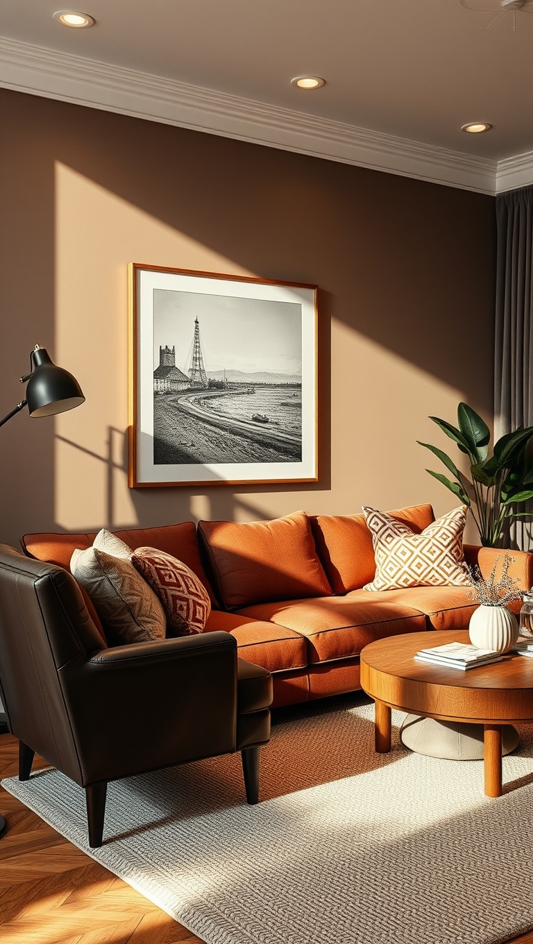 25 Cozy Ideas to Create a Warm Living Room Oasis - 21. Wall Art: Choosing Pieces That Inspire