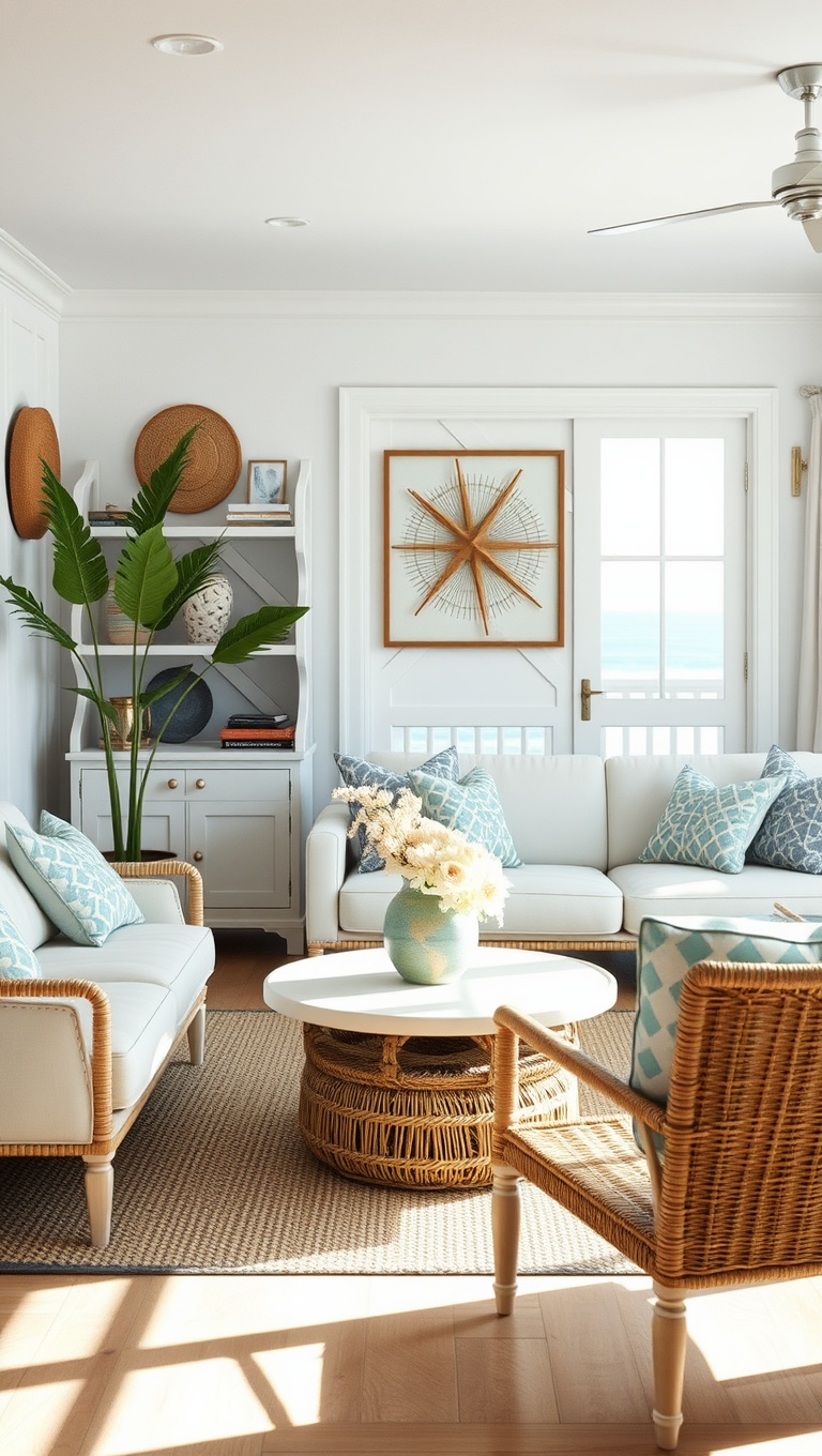 20 Breezy Ideas for Your Airy Coastal Living Room - 20. Personal Touches: Your Beach Memories