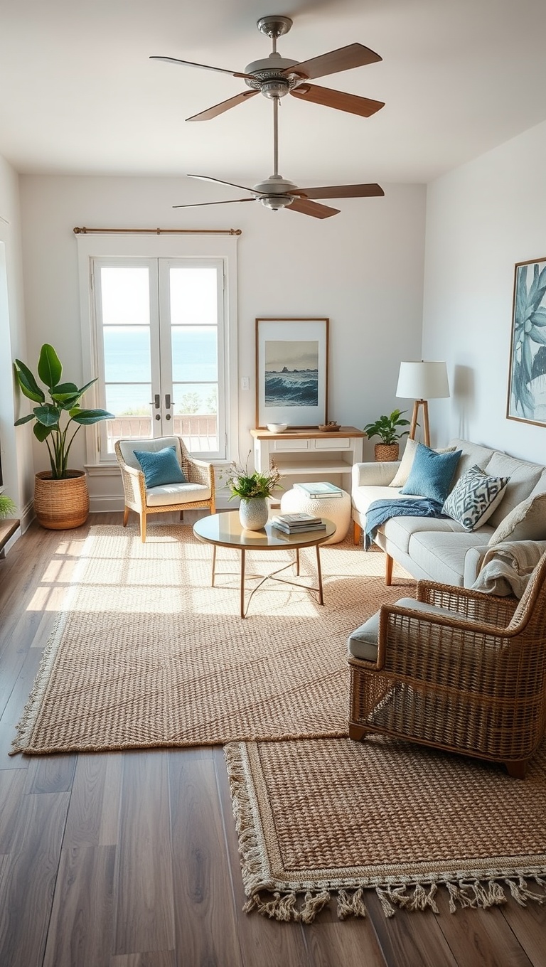 20 Breezy Ideas for Your Airy Coastal Living Room - 3. Natural Fiber Rugs for Texture