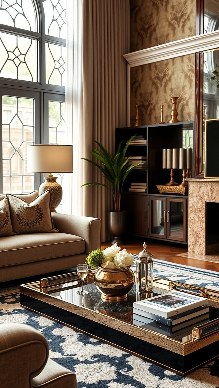 20 Stunning Ideas to Transform Your Living Room with Art Deco Flair - 16. Dazzling Decorative Trays for Organization