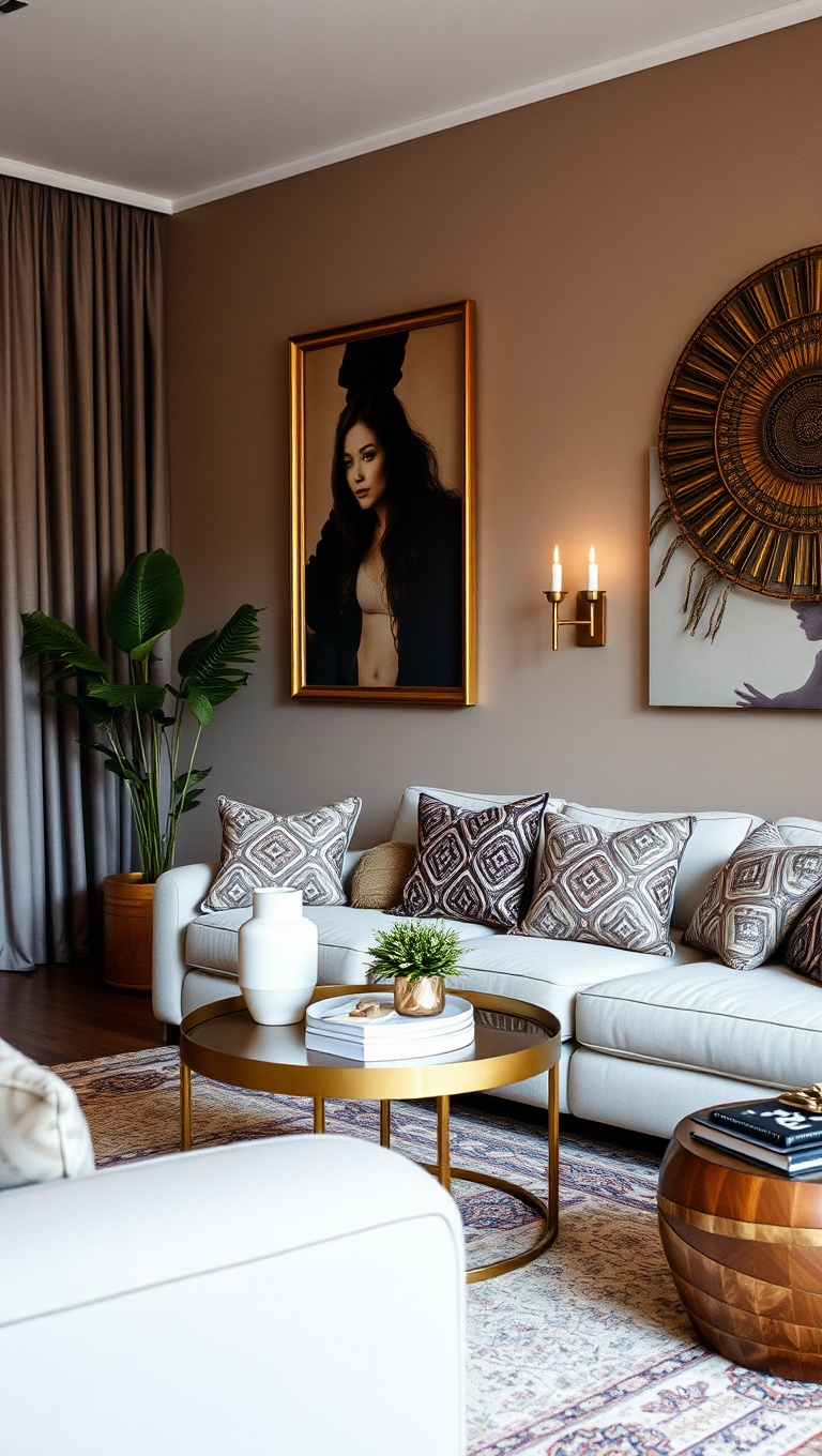 20 Dreamy Ideas for a Bohemian Glam Living Room - 7. Metallic Accents: Glam It Up!