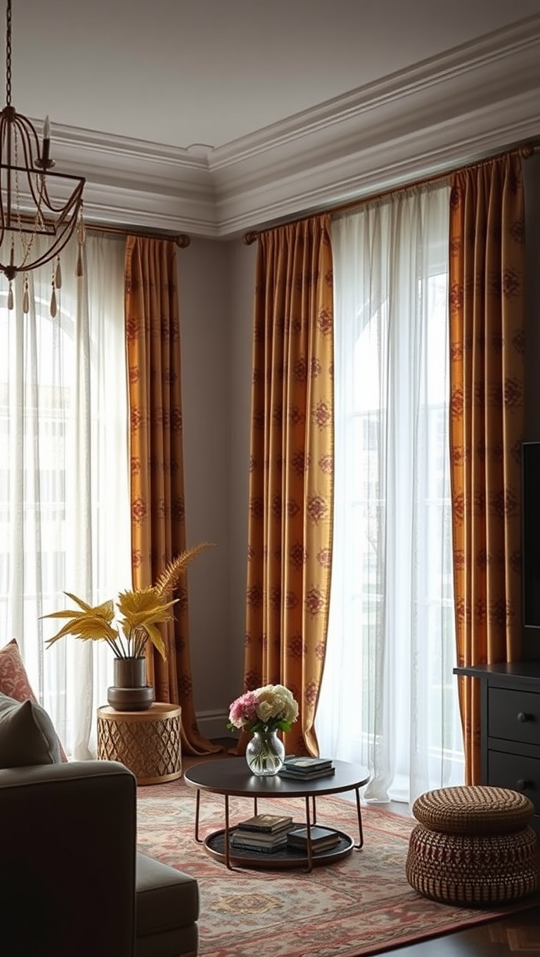 20 Dreamy Ideas for a Bohemian Glam Living Room - 12. Bold Curtains: Frame Your View