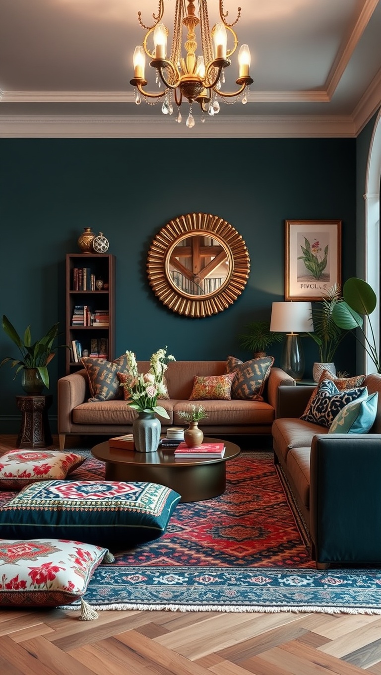 20 Dreamy Ideas for a Bohemian Glam Living Room - 14. Artistic Floor Cushions: Seating with Flair