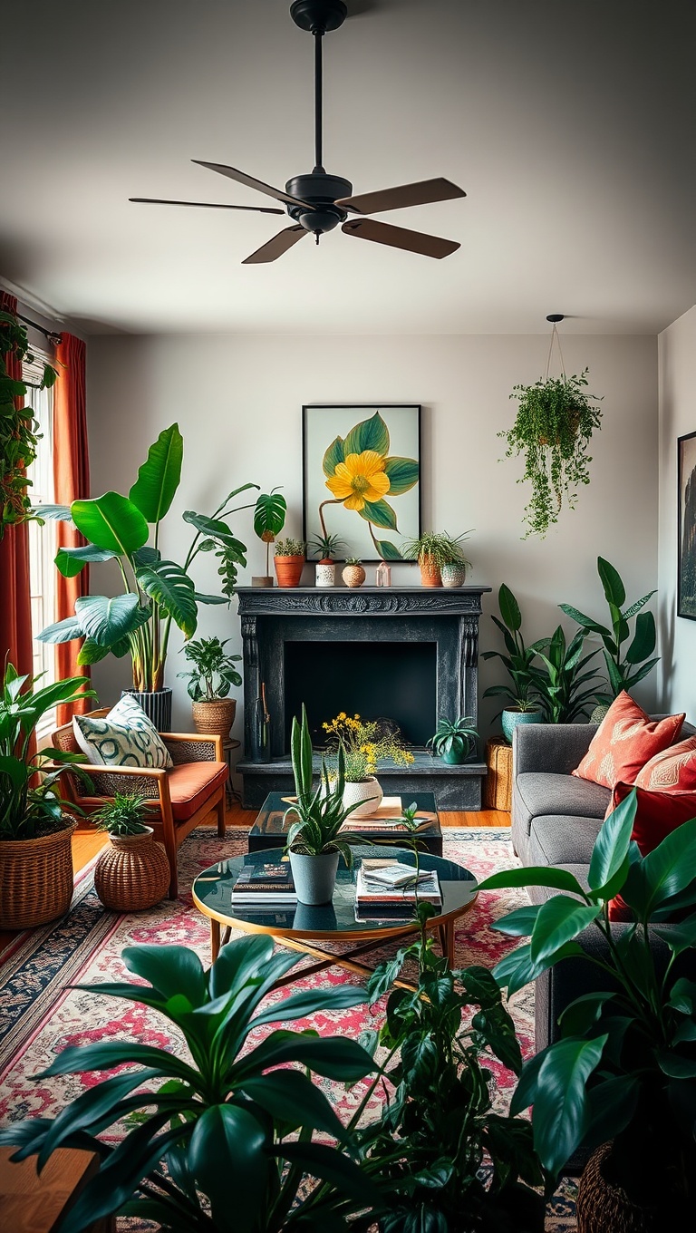 20 Dreamy Ideas for a Bohemian Glam Living Room - 6. Lush Indoor Plants: Bring the Outdoors In