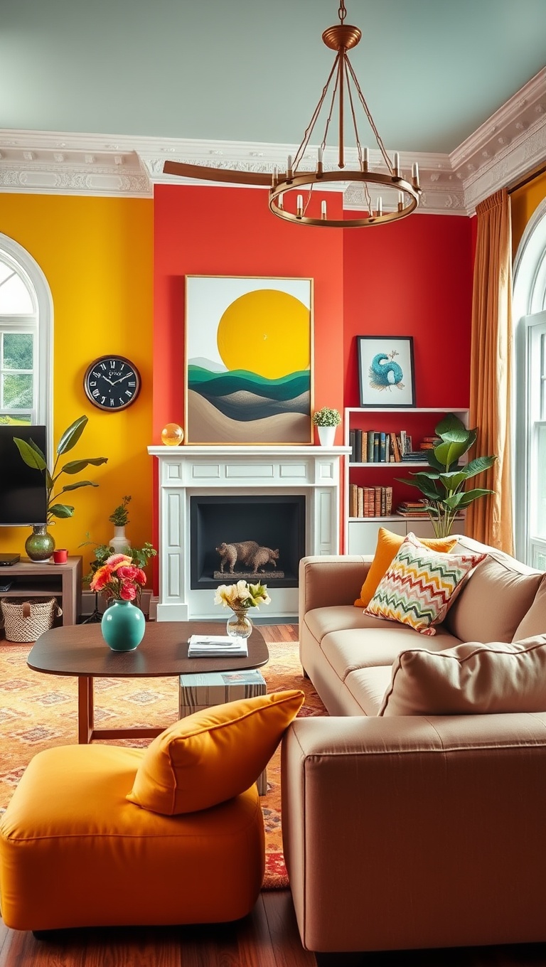 20 Bright and Cheerful Living Room Ideas to Spark Joy - 1. Go Bold with Bright Paint Colors