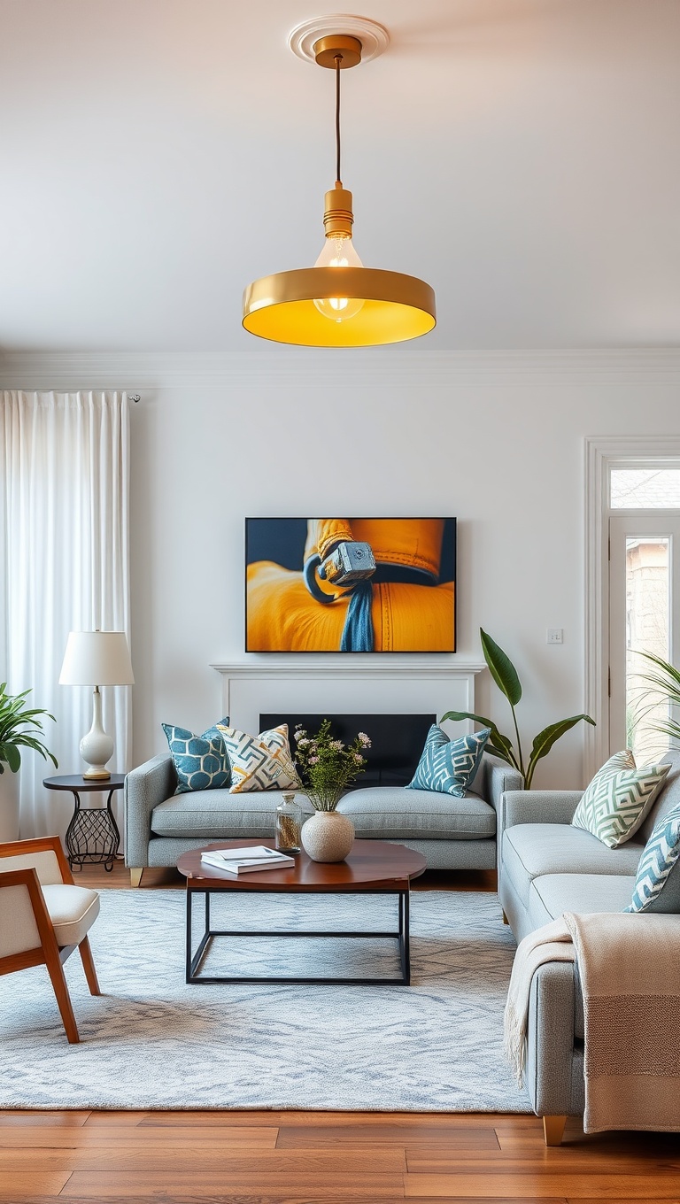 20 Bright and Cheerful Living Room Ideas to Spark Joy - 16. Incorporate Cheerful Lighting Fixtures