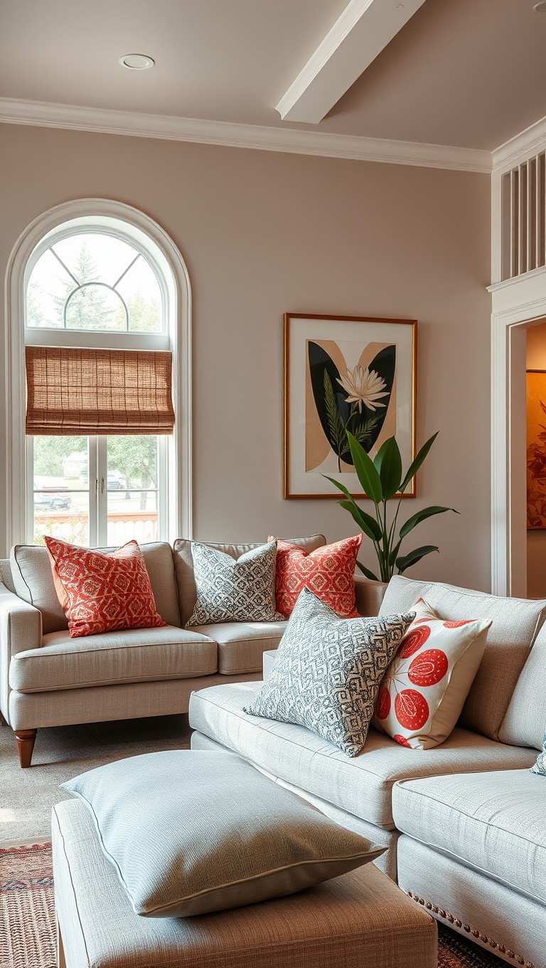 20 Bright and Cheerful Living Room Ideas to Spark Joy - 2. Embrace Fun Patterns with Throw Pillows