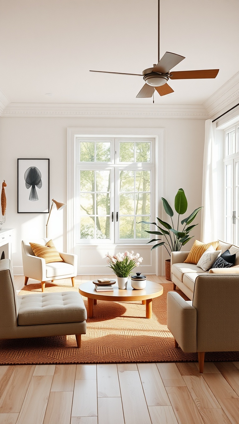 20 Bright and Cheerful Living Room Ideas to Spark Joy - 20. Keep It Light with Bright Flooring Options