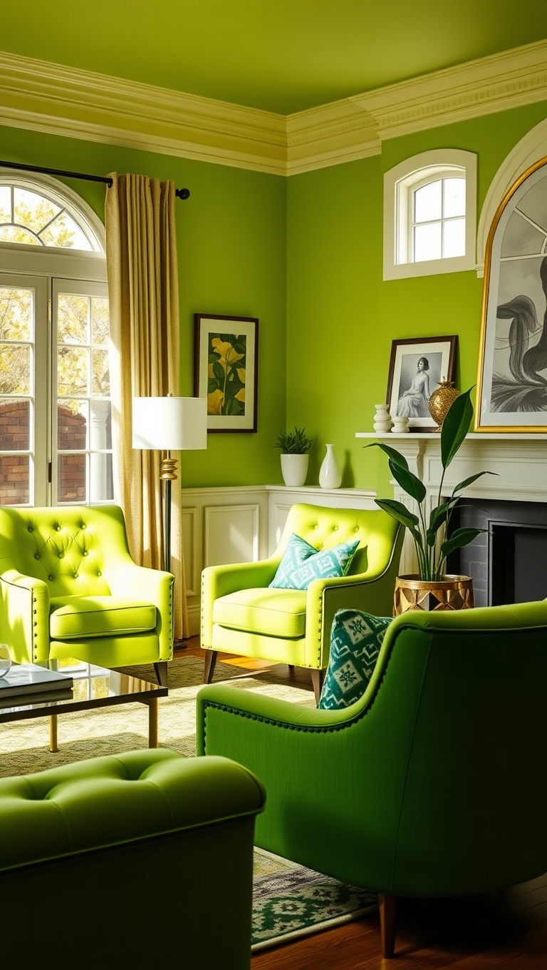 20 Fresh Ideas for a Bright Green Accent Living Room - 14. Snazzy Green Accent Chairs