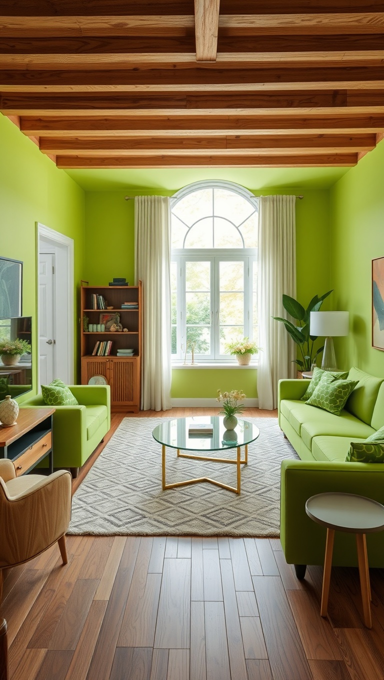 20 Fresh Ideas for a Bright Green Accent Living Room - 7. Bold Green Furniture