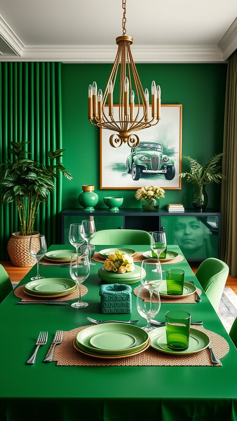20 Fresh Ideas for a Bright Green Accent Living Room - 15. Dazzling Green Table Settings